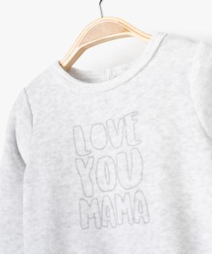 Pyjama bébé en velours à message vue2 - PREMIER PRIX BY GEMO - GEMO