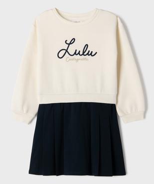 Robe bicolore avec inscription brodée fille - LuluCastagnette vue1 - LULUCASTAGNETTE - GEMO