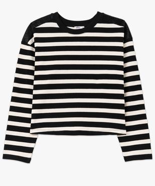 Sweat rayé ample et court avec strass sur les épaules femme vue4 - GEMO(FEMME PAP) - GEMO