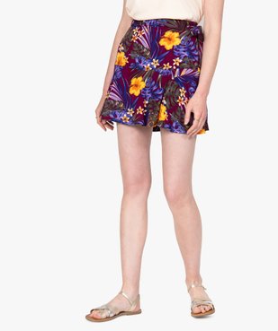 Jupe-short femme fluide motif fleuri vue1 - GEMO(FEMME PAP) - GEMO