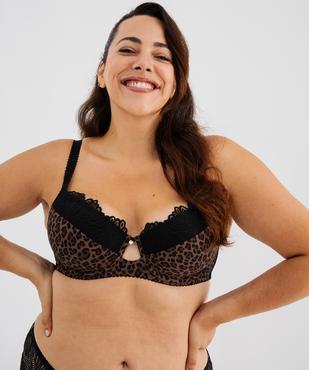 Soutien-gorge emboitant avec coques fines à motif léopard spécial grande taille vue1 - GEMO(HOMWR FEM) - GEMO