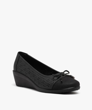 Escarpins femme confort unis à semelle compensée avec motifs ajourés  vue2 - GEMO 4G FEMME - GEMO