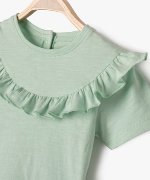 Tee-shirt manches courtes à plastron volanté bébé fille vue2 - GEMO(BEBE DEBT) - GEMO