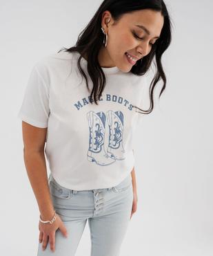 Tee-shirt manches courtes avec motif désert femme vue2 - GEMO 4G FEMME - GEMO