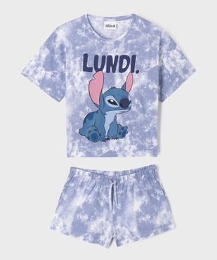 Pyjashort tie-and-dye imprimé Stitch fille - Disney vue1 - LILO & STITCH - GEMO
