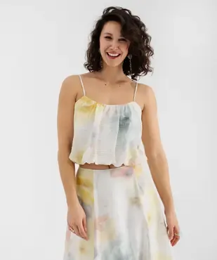 Top à fines bretelles court et blousant femme vue2 - GEMO 4G FEMME - GEMO