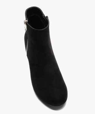Boots femme à talon carré en suédine unie et zip décoratif vue5 - VALENTINA BALDA - GEMO