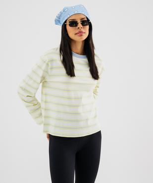 Tee-shirt manches longues à rayures coupe large femme vue1 - GEMO 4G FEMME - GEMO