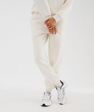 Pantalon de jogging en molleton uni à taille élastiquée femme vue1 - GEMO 4G FEMME - GEMO