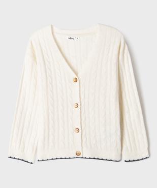 Gilet à col V en maille torsadée fille vue1 - GEMO (ENFANT) - GEMO
