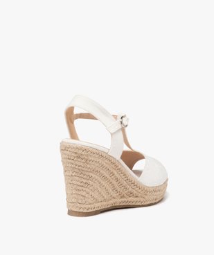 Sandales femme compensées avec brides à broderie anglaise vue4 - GEMO(URBAIN) - GEMO