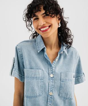 Robe chemise à manches courtes en jean femme - LuluCastagnette vue4 - LULUCASTAGNETTE - GEMO