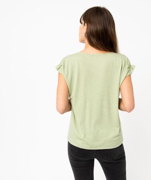Tee-shirt femme à manches courtes froncées et col V vue3 - GEMO(FEMME PAP) - GEMO