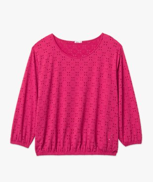 Tee-shirt femme grande taille ajouré à manches 3/4 vue4 - GEMO (G TAILLE) - GEMO
