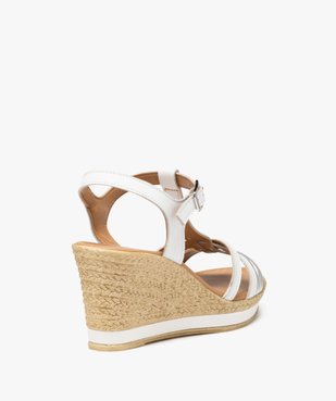 Sandales femme compensée avec brides en cuir détail métallisé - Taneo vue4 - TANEO - GEMO