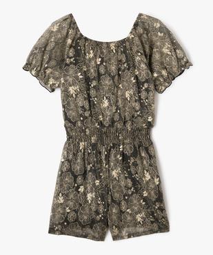 Combishort à manches courtes avec motifs fleuris scintillants fille vue4 - GEMO (JUNIOR) - GEMO