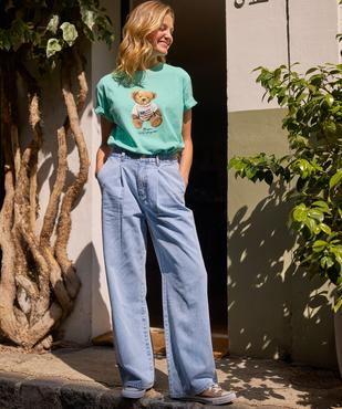 Jean large à pinces en denim léger femme - LuluCastagnette vue1 - LULUCASTAGNETTE - GEMO