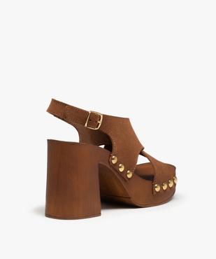 Sandales femme style sabots à talon dessus cuir clouté vue4 - GEMO(URBAIN) - GEMO