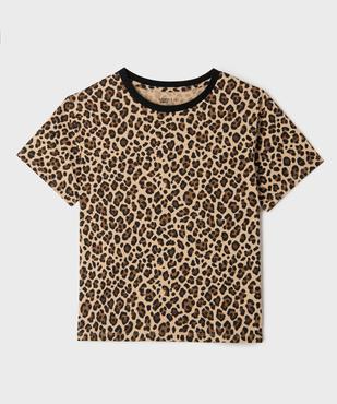 Tee-shirt manches courtes à motif léopard fille vue1 - GEMO 4G FILLE - GEMO