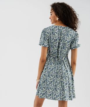 Robe courte à manches ballons en viscose imprimée femme vue3 - GEMO 4G FEMME - GEMO