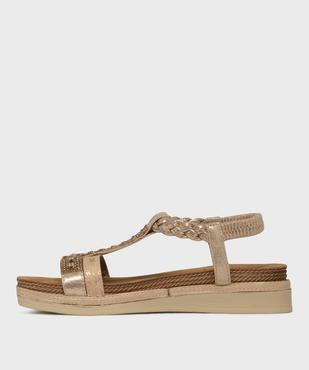 Sandales à semelle épaisse, brides métallisées et strass femme vue3 - EMILIA ROSA - GEMO