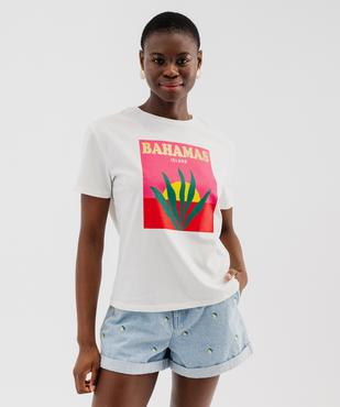 Tee-shirt manches courtes imprimé coloré femme vue4 - GEMO(FEMME PAP) - GEMO
