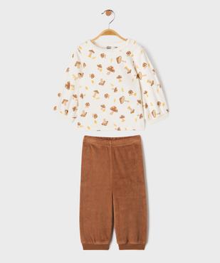 Pyjama en velours 2 pièces assorties bébé vue1 - GEMO 4G BEBE - GEMO