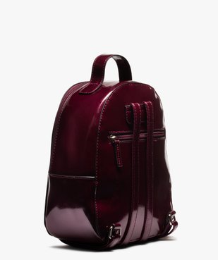 Sac à dos femme verni et arrondi aux lignes sobres vue2 - GEMO (ACCESS) - GEMO