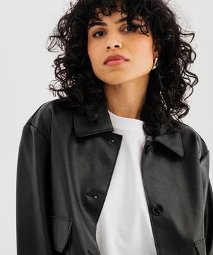 Veste courte en cuir imitation avec poches à rabat femme vue2 - GEMO(FEMME PAP) - GEMO