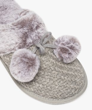 Chaussons femme mules plates à pompons vue6 - GEMO(HOMWR FEM) - GEMO