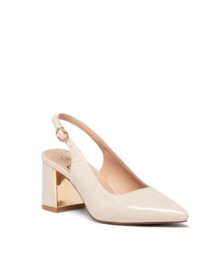 Escarpins femme dessus uni vernis à talon carré ouvert vue2 - GEMO(URBAIN) - GEMO
