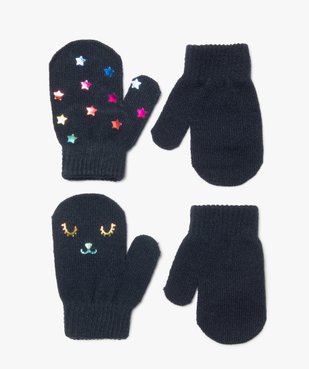 Moufles bébé fille à motifs irisés (lot de 2) vue1 - GEMO(BEBE DEBT) - GEMO
