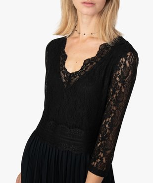 Robe femme avec haut en dentelle et bas plissé vue2 - GEMO(FEMME PAP) - GEMO