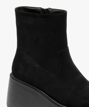 Boots femme à talon compensé en suédine et à zip  vue6 - 5 MILES - GEMO