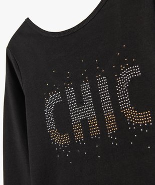 Tee-shirt à manches longues avec dos fantaisie et strass fille vue2 - GEMO 4G FILLE - GEMO