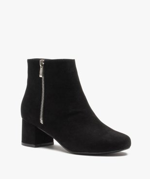 Boots femme à talon carré en suédine unie et zip décoratif vue2 - VALENTINA BALDA - GEMO