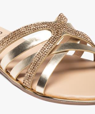 Mules femme à talon plat et brides métallisées à strass vue6 - GEMO (CASUAL) - GEMO