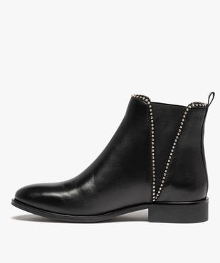 Boots femme style Chelsea dessus cuir uni - Taneo vue3 - TANEO - GEMO