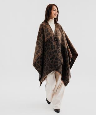 Poncho réversible à motif léopard et motif tartan femme vue2 - GEMO (ACCESS) - GEMO