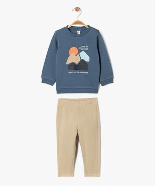 Ensemble 2 pièces sweat et pantalon en molleton bébé garçon vue1 - GEMO 4G BEBE - GEMO