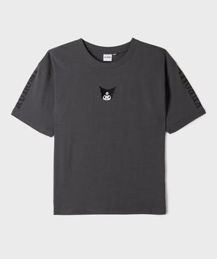 Tee-shirt manches courtes en jersey de coton imprimé devant et dos fille - Kuromi vue3 - KUROMI - GEMO