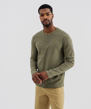 Tee-shirt manches longues avec col tunisien homme vue1 - GEMO 4G HOMME - GEMO