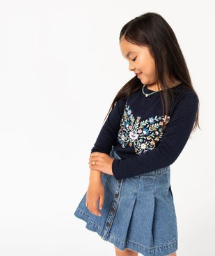 Tee-shirt à manches longues avec motif brodé fille vue1 - GEMO (ENFANT) - GEMO