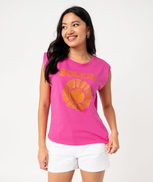 Tee-shirt manches courtes loose avec imprimé brillant femme vue5 - GEMO(FEMME PAP) - GEMO