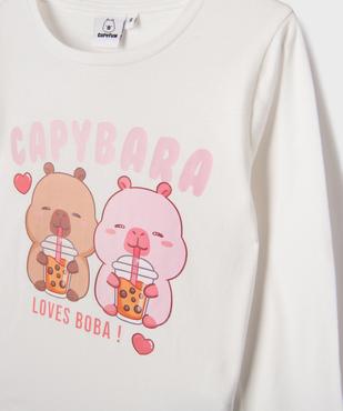 Pyjama en jersey de coton imprimé fantaisie fille - Capyfun vue2 - CAPYFUN - GEMO
