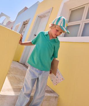 Polo manches courtes avec col fantaisie garçon vue2 - GEMO 4G GARCON - GEMO