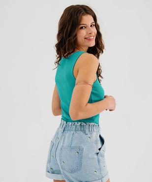 Débardeur en maille côtelée avec col V boutonné femme vue3 - GEMO 4G FEMME - GEMO