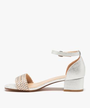 Sandales femme à talon carré et brides métallisées vue3 - GEMO(URBAIN) - GEMO