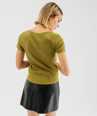 Tee-shirt à manches courtes et grand col rond femme vue3 - GEMO(FEMME PAP) - GEMO