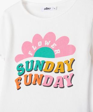 Tee-shirt à manches courtes avec finitions froncées fille vue3 - GEMO (ENFANT) - GEMO